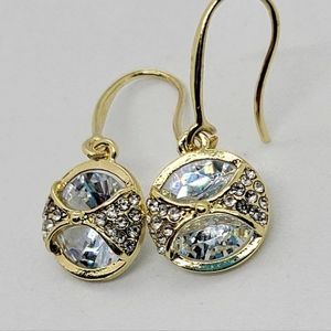 925 Light Gold Rhinestone Dangle Earrings, Rhinestone Dangle Earrings